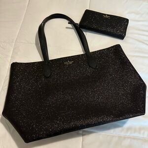 Kate Spade Black Glitter Tote Bag